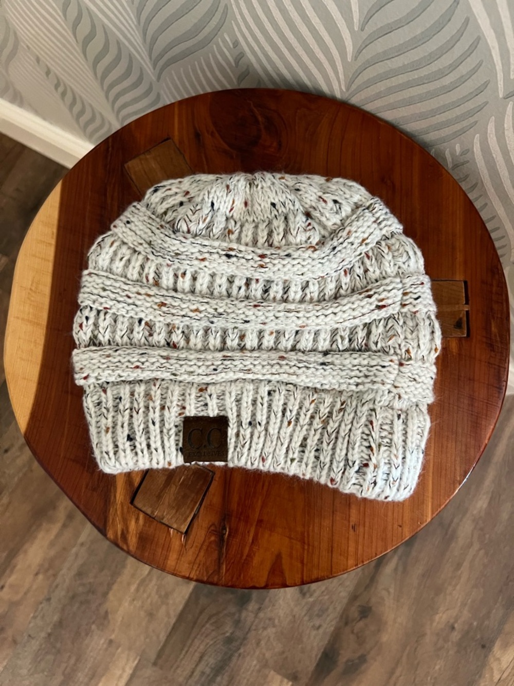 CC Beanie - Cream Speckled Knit Hat